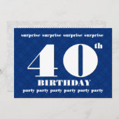 40e OPLEIDING Modern Blue and White Birthday W079 Kaart (Voorkant / Achterkant)