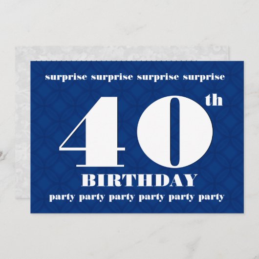 40e OPLEIDING Modern Blue and White Birthday W079 Kaart (Voorkant / Achterkant)