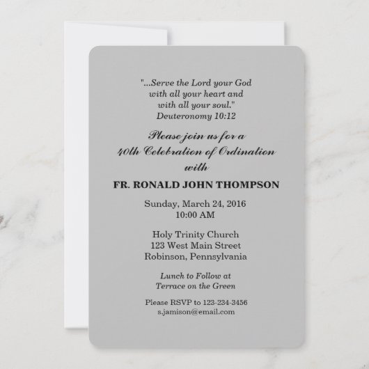 40e Ordination Jubileum Invitation Cross Host Kaart (Achterkant)