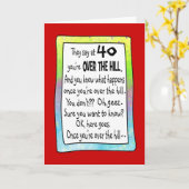 40e Over the Hill Funny Verjaardag Wenskaart Kaart (Gele Bloem)