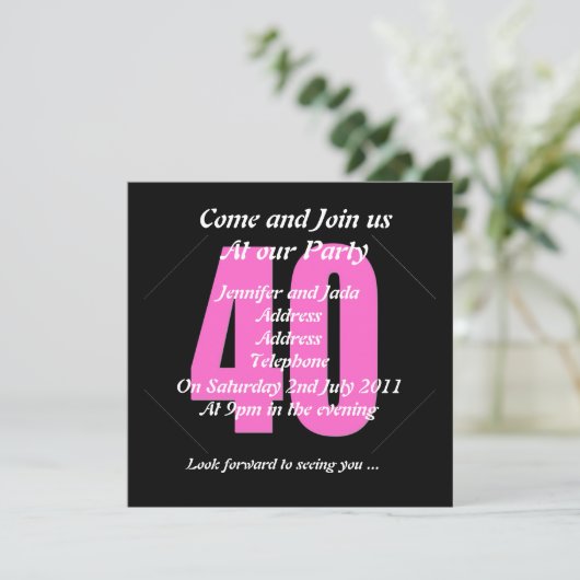 40e partijenuitnodiging kaart (Staand voorkant)