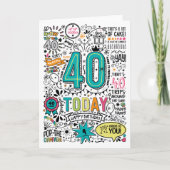 40e Printable Verjaardag Kaart (Voorkant)