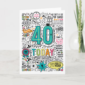 40e Printable Verjaardag Kaart