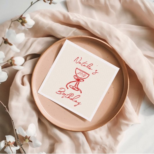 40e Retro Hand getrokken boog Champagne Glas Verja Servet