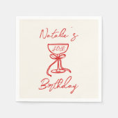 40e Retro Hand getrokken boog Champagne Glas Verja Servet (Voorkant)