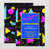 40e Retro Kleurrijke Verjaardagsviering Kaart (Voorkant / Achterkant)