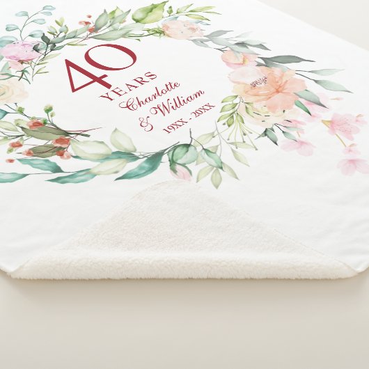 40e robijnen bruiloft bloemenslingers sherpa deken (3/4)