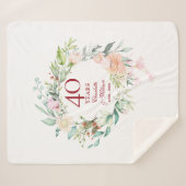 40e robijnen bruiloft bloemenslingers sherpa deken (Voorkant (horizontaal))