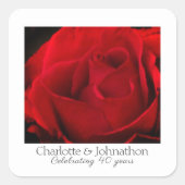 40e robijnen bruiloftsroos vierkante sticker (Voorkant)