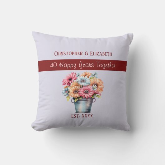 40e robijnen huwelijksjubileum bloemen paars kussen (Voorkant)