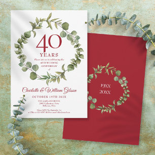 40e Robijnen Huwelijksjubileum Elegante Guirlande Kaart