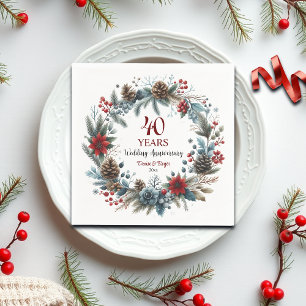 40e Robijnen Huwelijksjubileum Elegante Winter Servet
