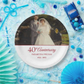40e Robijnen Huwelijksjubileum Foto Elegant Papieren Bordje (Feest)