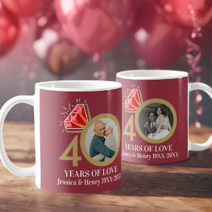 40e robijnen huwelijksjubileum foto nu en toen koffiemok
