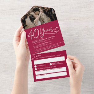 40e robijnen huwelijksjubileum rode maaltijd RSVP  All In One Uitnodiging