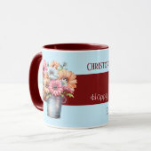 40e robijnjubileum bloemen namen blauw mok (Voorkant links)