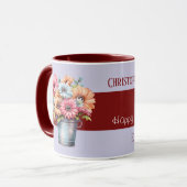 40e robijnjubileum bloemen namen paarse mok (Voorkant links)