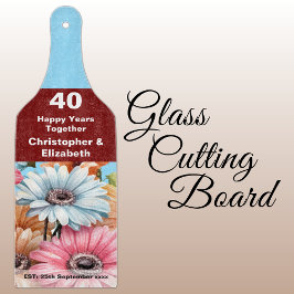 40e robijnjubileum bloemenblauw snijplank