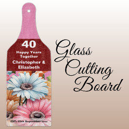 40e robijnjubileum bloemenroze snijplank