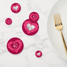 40e robijnrode trouwdag hart en foto confetti