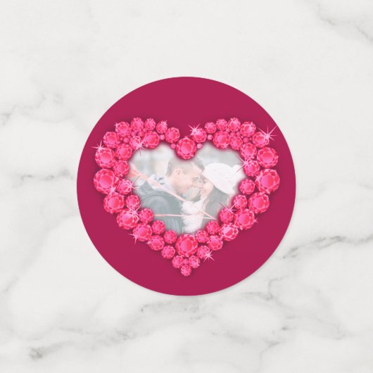 40e robijnrode trouwdag hart en foto confetti (Kleine voorkant)