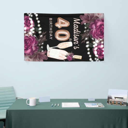 40e Roos van de Birthday Wine Luxury Banner (Beurs)
