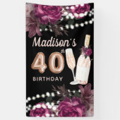 40e Roos van de Birthday Wine Luxury Banner (Verticaal)