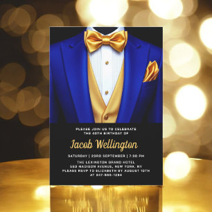 40e Royal Blue en Gold Tuxedo verjaardagsevenement Kaart