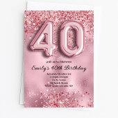 40e Roze Glitter Verjaardag Kaart