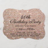 40e Roze Gouden Glitter Fab Glam Verjaardagsfeestj Kaart (Voorkant / Achterkant)