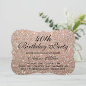 40e Roze Gouden Glitter Fab Glam Verjaardagsfeestj Kaart (Staand voorkant)