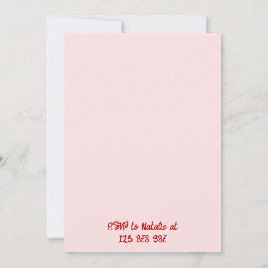 40e Roze Hand Geschreven Getrokken Taart Eigenzinn Kaart (Achterkant)