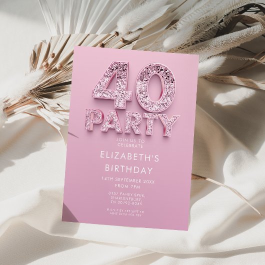 40e roze Sparkle Verjaardag Kaart