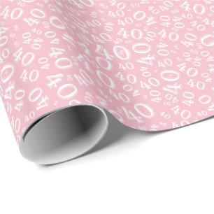 40e roze/witte verjaardag Willekeurig nummer 40 pa Cadeaupapier