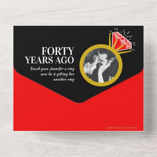 40e rubijnen huwelijksjubileum diner RSVP foto All All In One Uitnodiging (Achterkant)