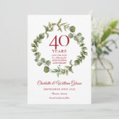 40e rubijnen huwelijksjubileum Woodland Greenery Save The Date (Staand voorkant)