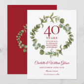 40e rubijnen huwelijksjubileum Woodland Greenery Save The Date (Voorkant / Achterkant)