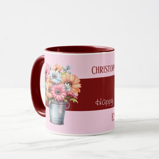 40e Ruby Anniversary Bloemen Namen Pink Mok (Voorkant links)