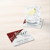 40e Ruby Bloemen Bruiloft Jubileum 💞 Kartonnen Onderzetters (Insitu)