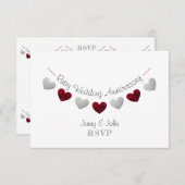 40e ruby bruiloft hart jubileum RSVP kaart (Voorkant / Achterkant)