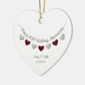 40e ruby bruiloft hartversiering keramisch ornament (Links)