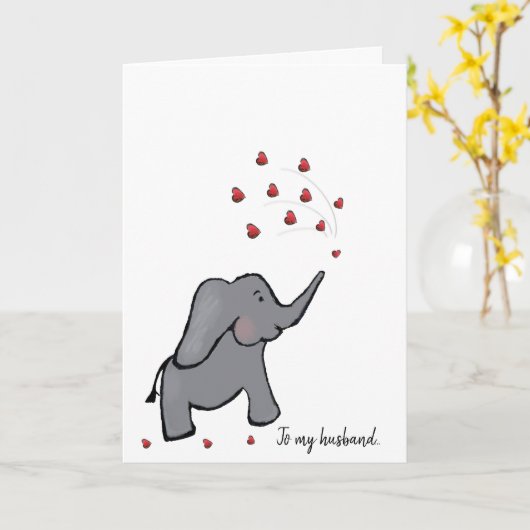 40e ruby bruiloft husban elephant card kaart (Gele Bloem)
