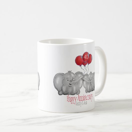 40e ruby bruiloft huwelijksdag koffiemok (Voorkant rechts)