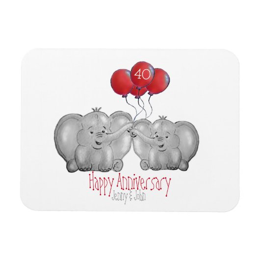 40e ruby bruiloft huwelijksdag magneet (Horizontaal)