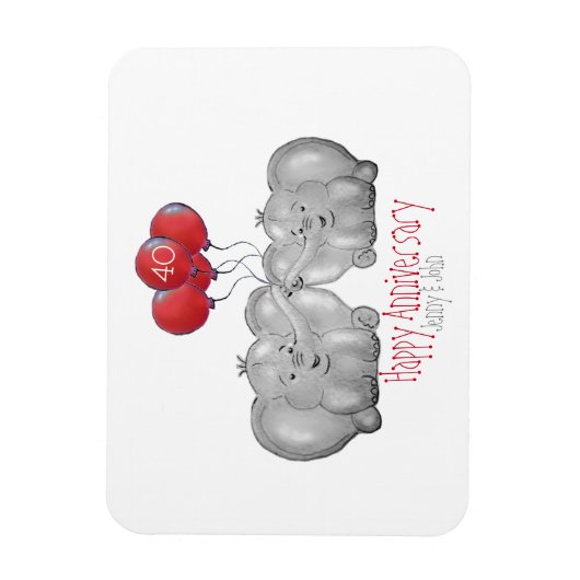 40e ruby bruiloft huwelijksdag magneet (Verticaal)