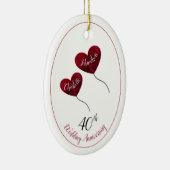 40e ruby bruiloft huwelijksdag man en vrouw cadeau keramisch ornament (Rechts)