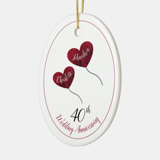 40e ruby bruiloft huwelijksdag man en vrouw cadeau keramisch ornament (Links)