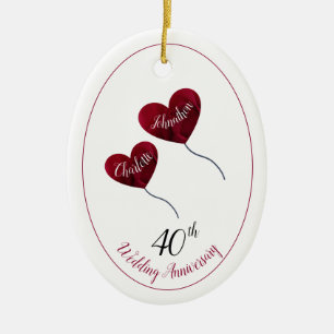40e ruby bruiloft huwelijksdag man en vrouw cadeau keramisch ornament