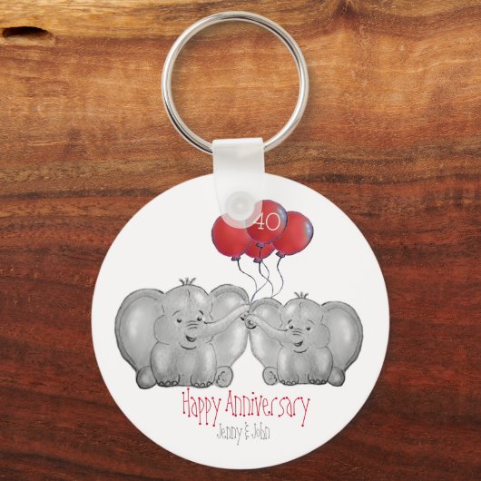 40e ruby bruiloft huwelijksdag sleutelhanger (Voorkant)