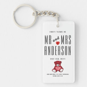 40e RUBY Bruiloft Jubileum Gift Gepersonaliseerd Sleutelhanger